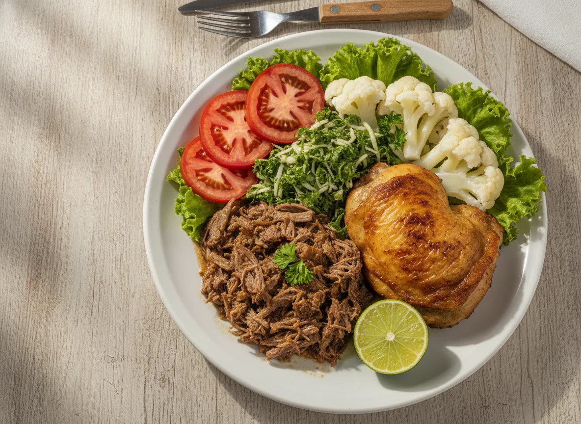 Prato de Carne, Frango e Salada photo