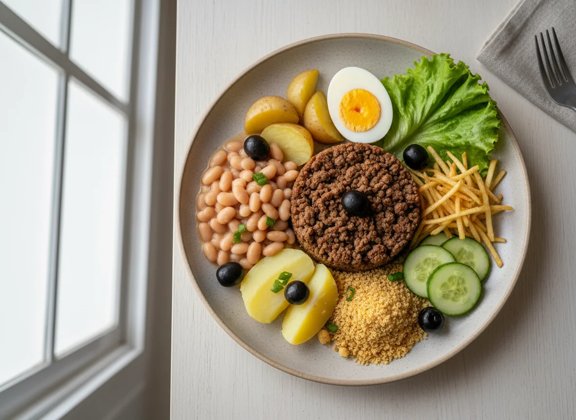 Prato de Carne Moída com Acompanhamentos photo