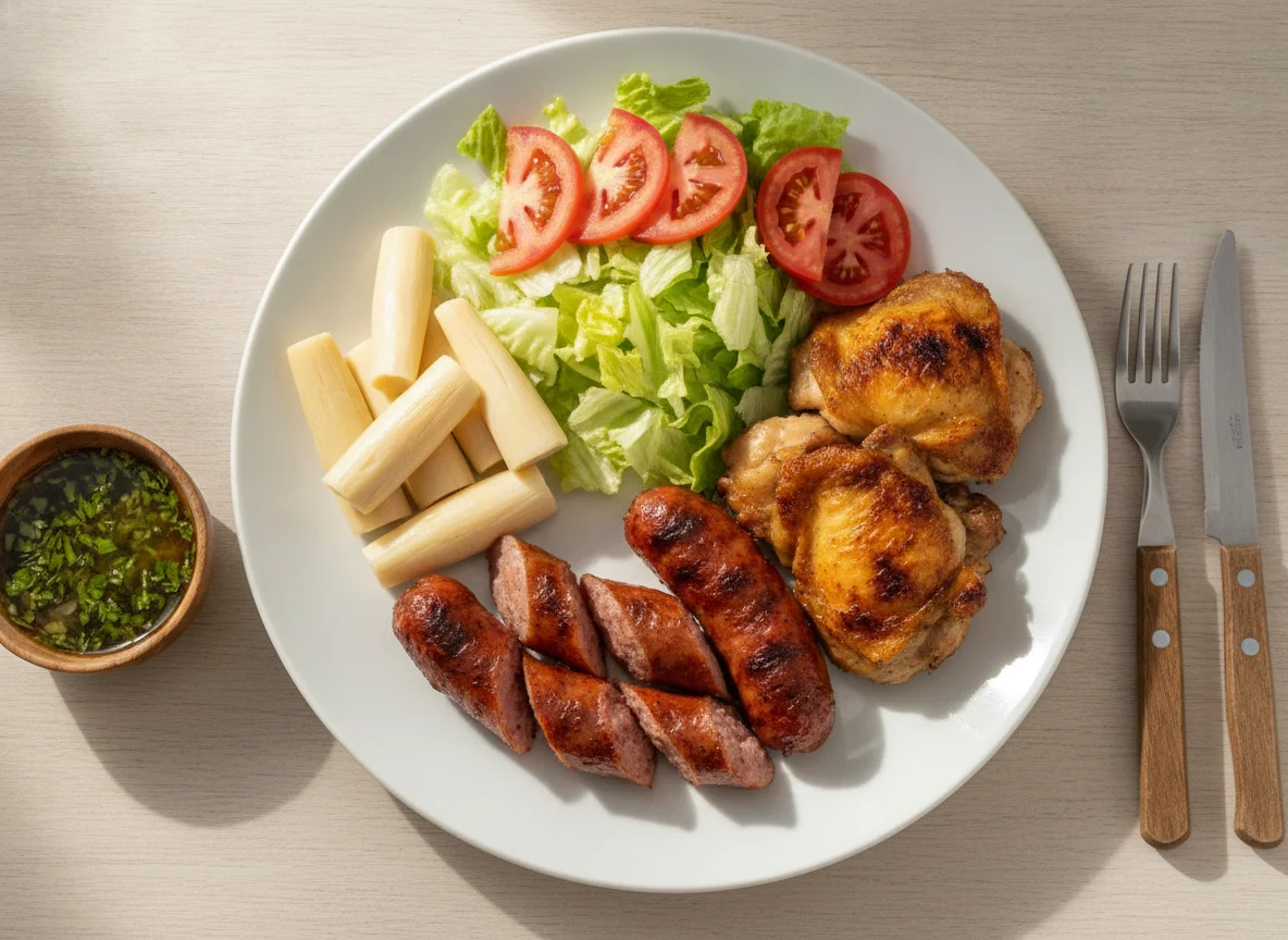 Prato de Churrasco com Salada e Palmito photo
