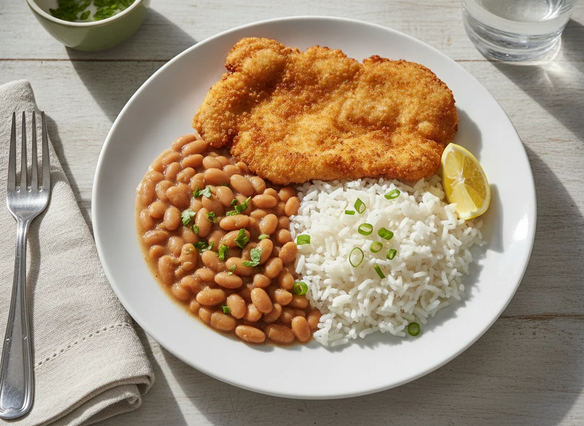 Prato de Feijão, Arroz e Frango à Milanesa photo