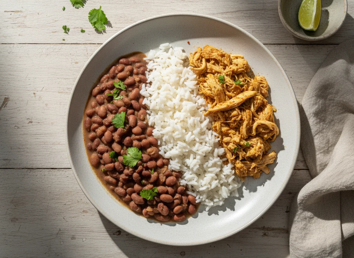 Prato de Feijão, Arroz e Frango Desfiado photo