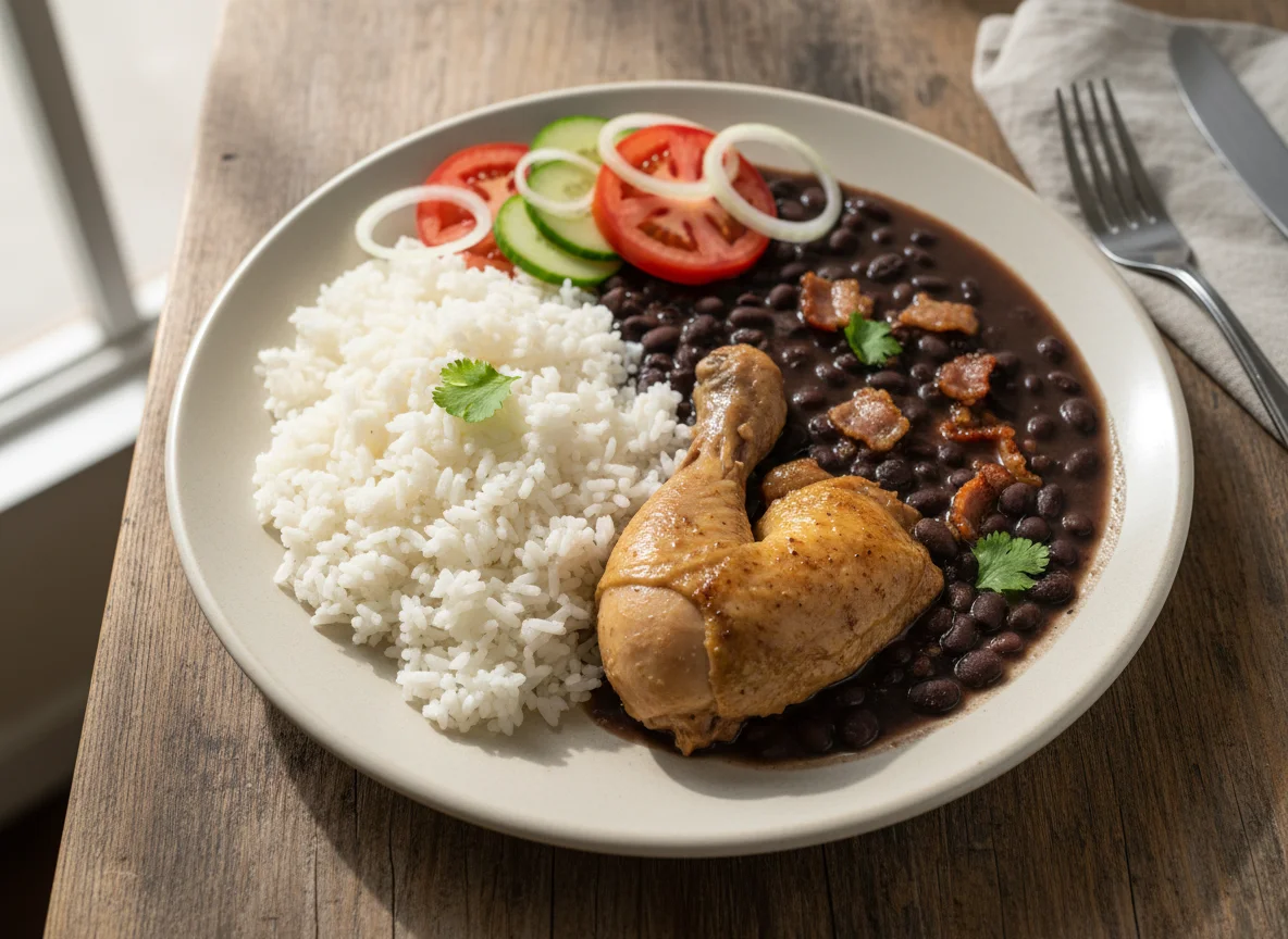 Prato de Frango com Feijão e Arroz photo