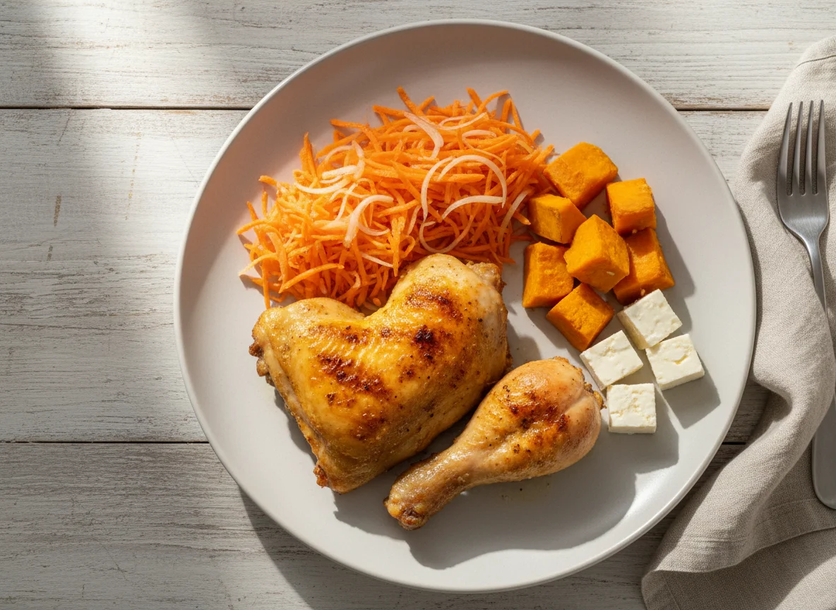 Prato de frango com legumes photo