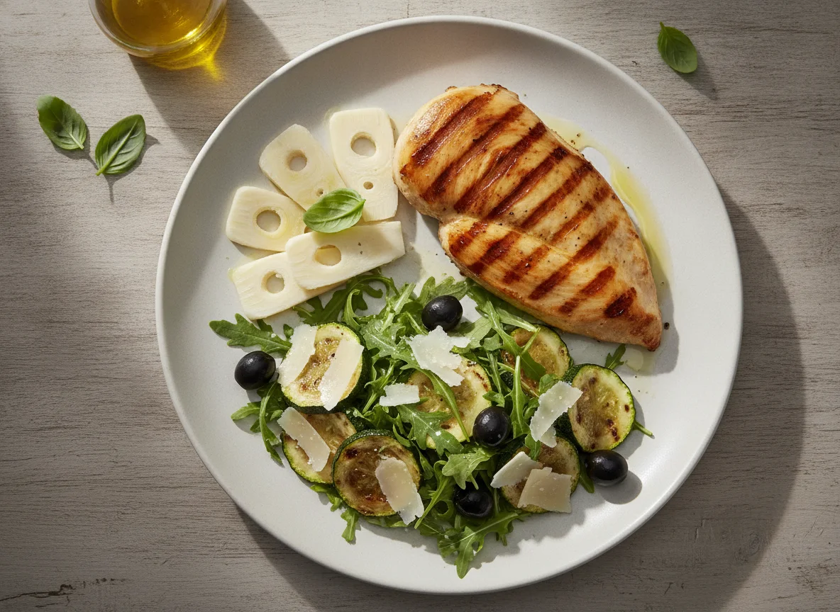 Prato de Frango Grelhado com Palmito e Salada photo
