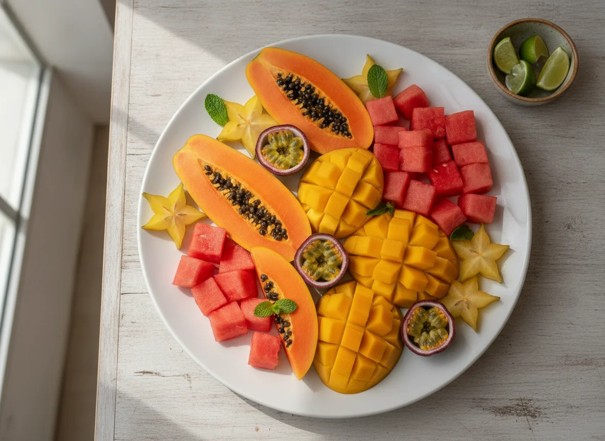 Prato de frutas tropicais photo