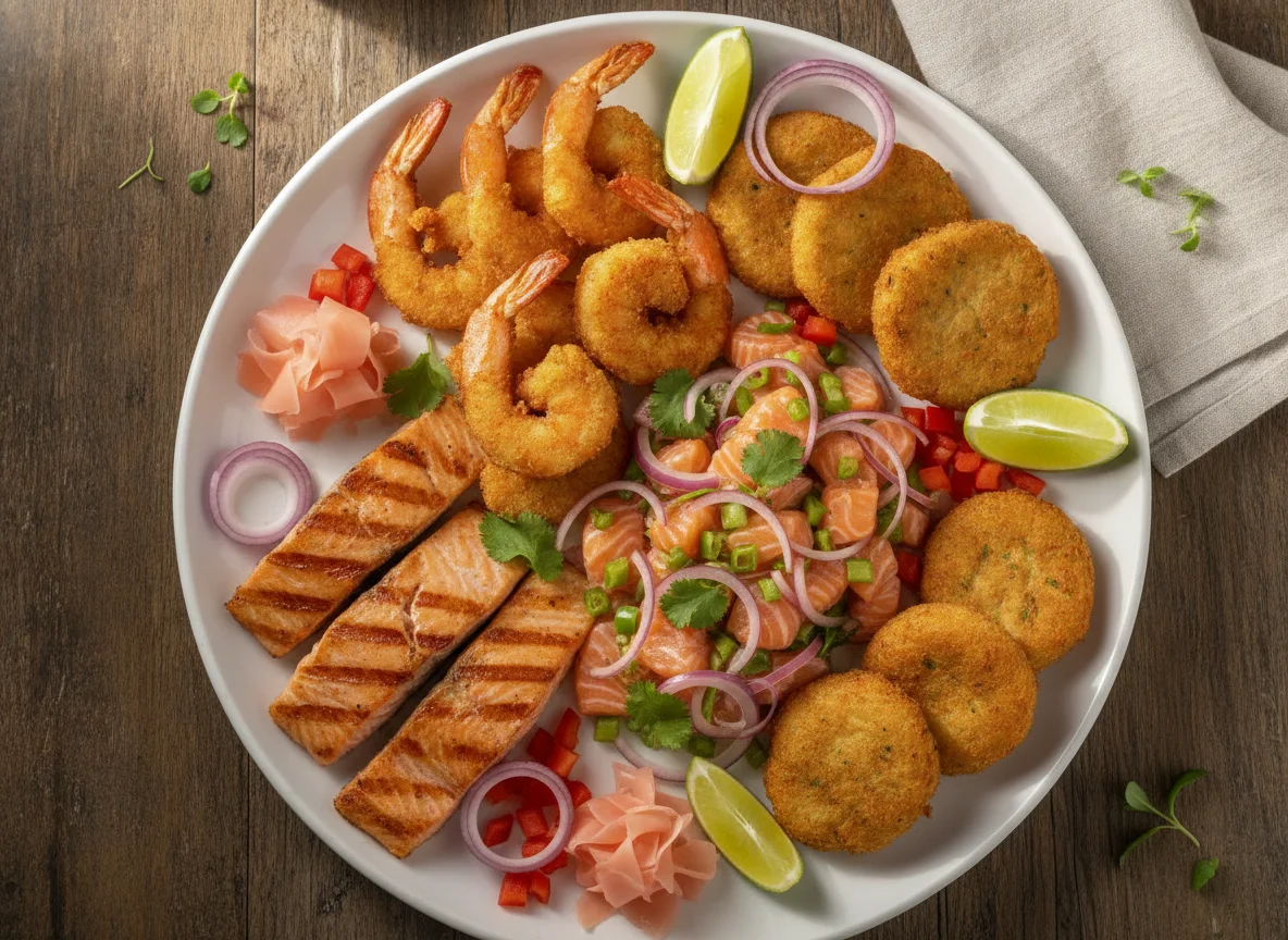 Prato de Frutos do Mar com Camarão e Ceviche photo