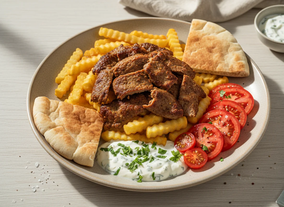 Prato de Kebab com Batatas Fritas photo