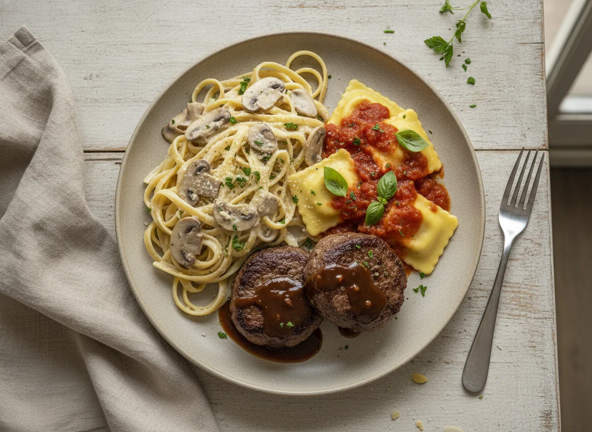 Prato de Massas com Carne ao Molho photo