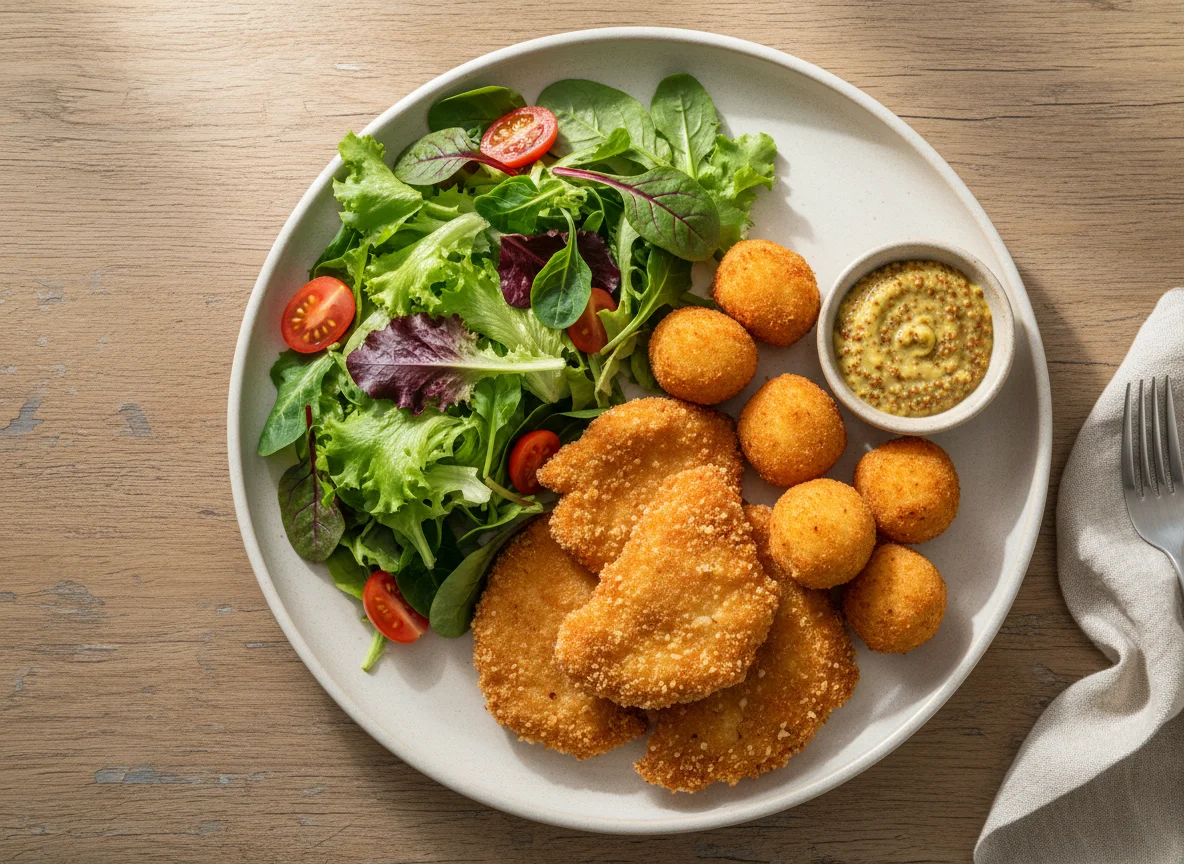 Prato de Panados com Salada e Mostarda photo