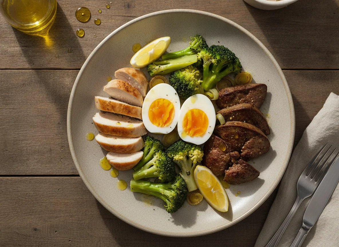 Prato de Proteínas com Brócolis e Alho-poró photo