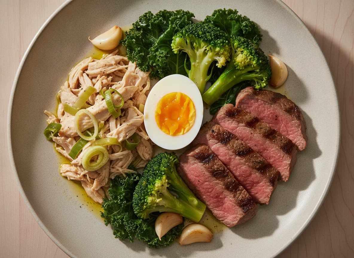 Prato de Proteínas com Legumes no Vapor photo