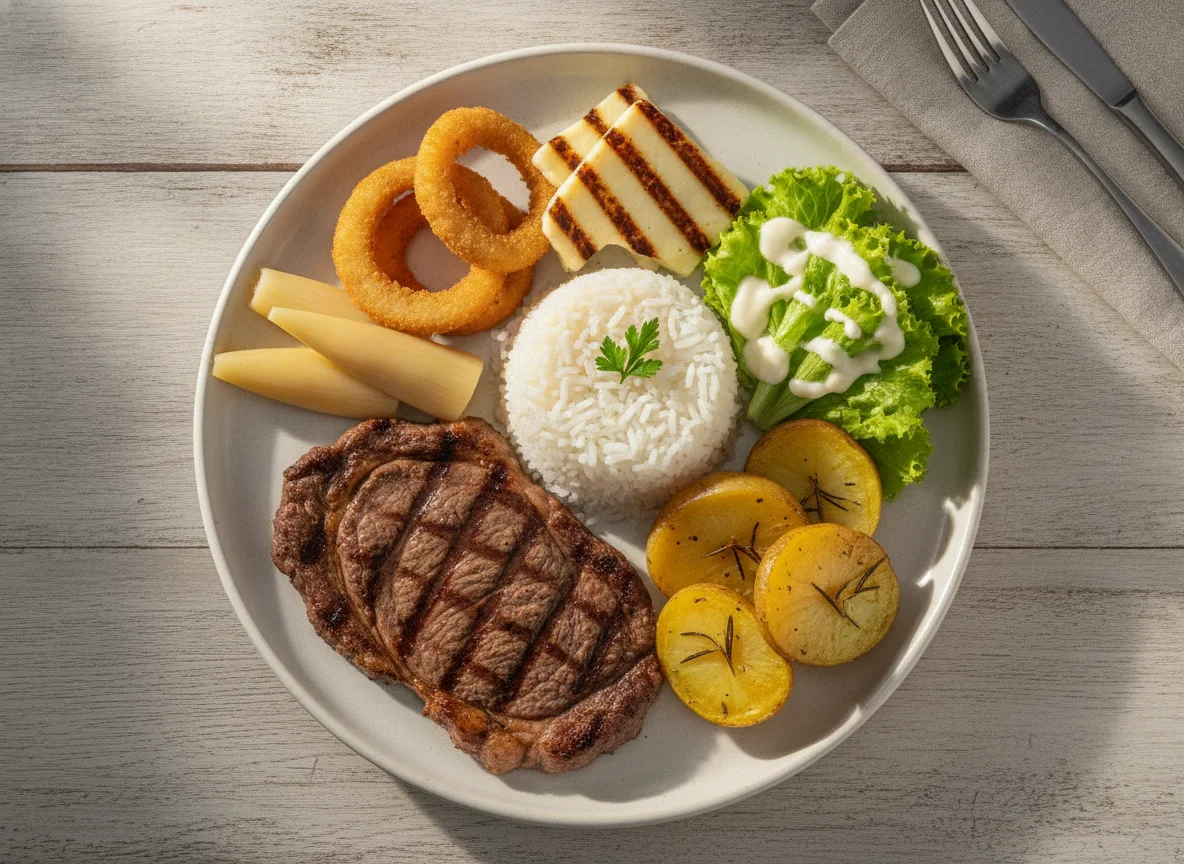 Prato Executivo com Bife, Arroz e Acompanhamentos photo
