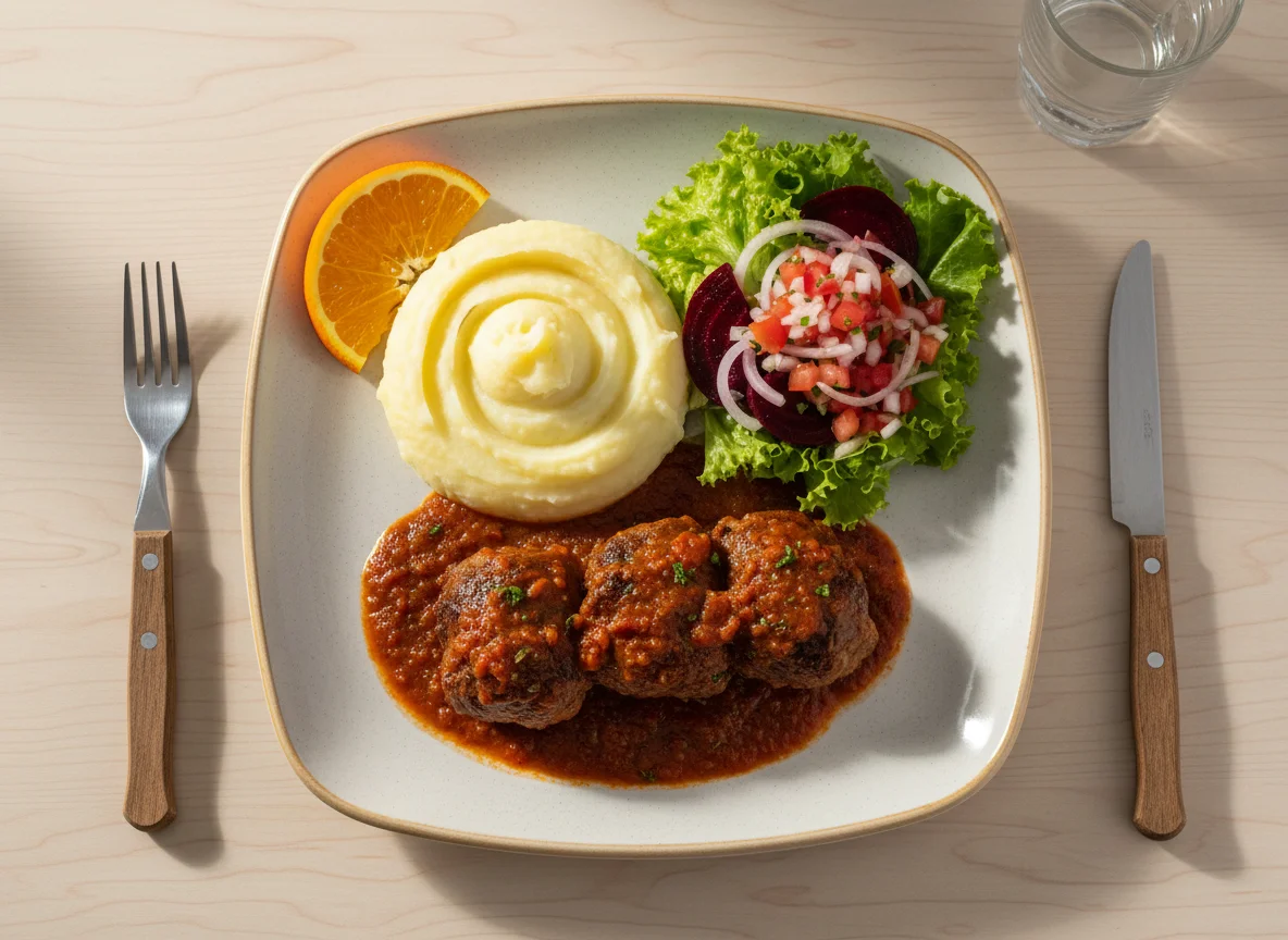 Prato Executivo com Bracciola, Purê e Salada photo