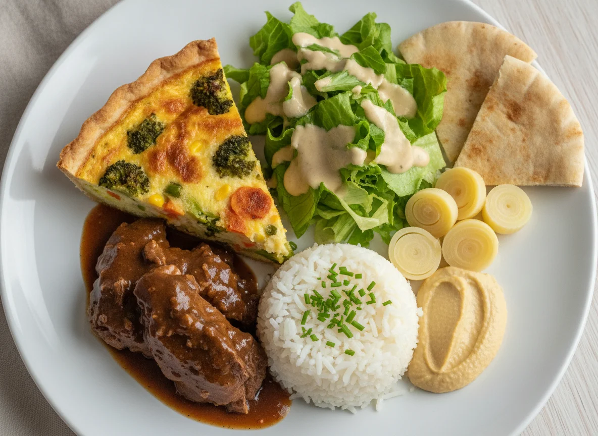 Prato Executivo com Quiche, Carne e Salada photo