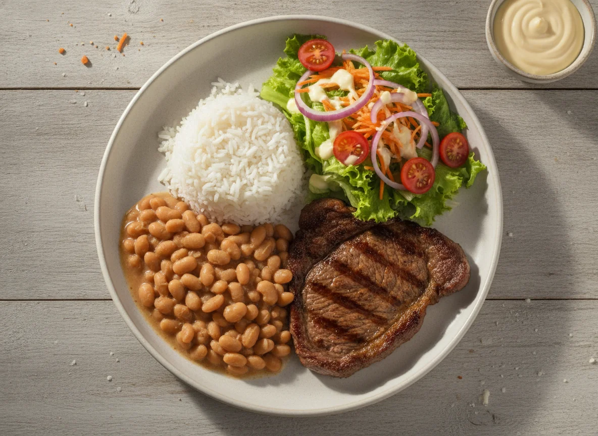 Prato Feito Brasileiro (Arroz, Feijão, Bife e Salada) photo