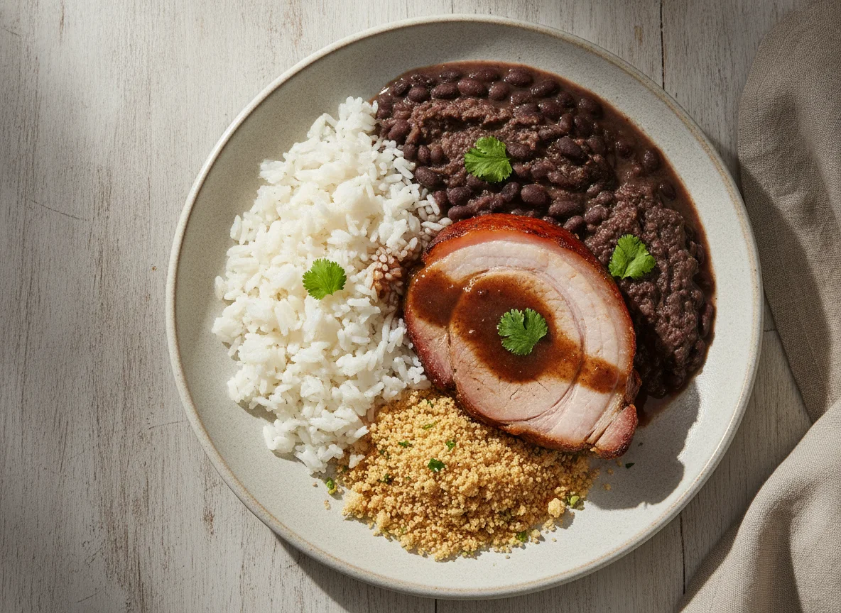 Prato Feito Brasileiro (Arroz, Feijão, Carne de Porco e Farofa) photo