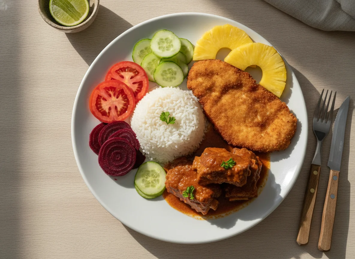Prato Feito Brasileiro com Bife à Milanesa e Costelinha photo