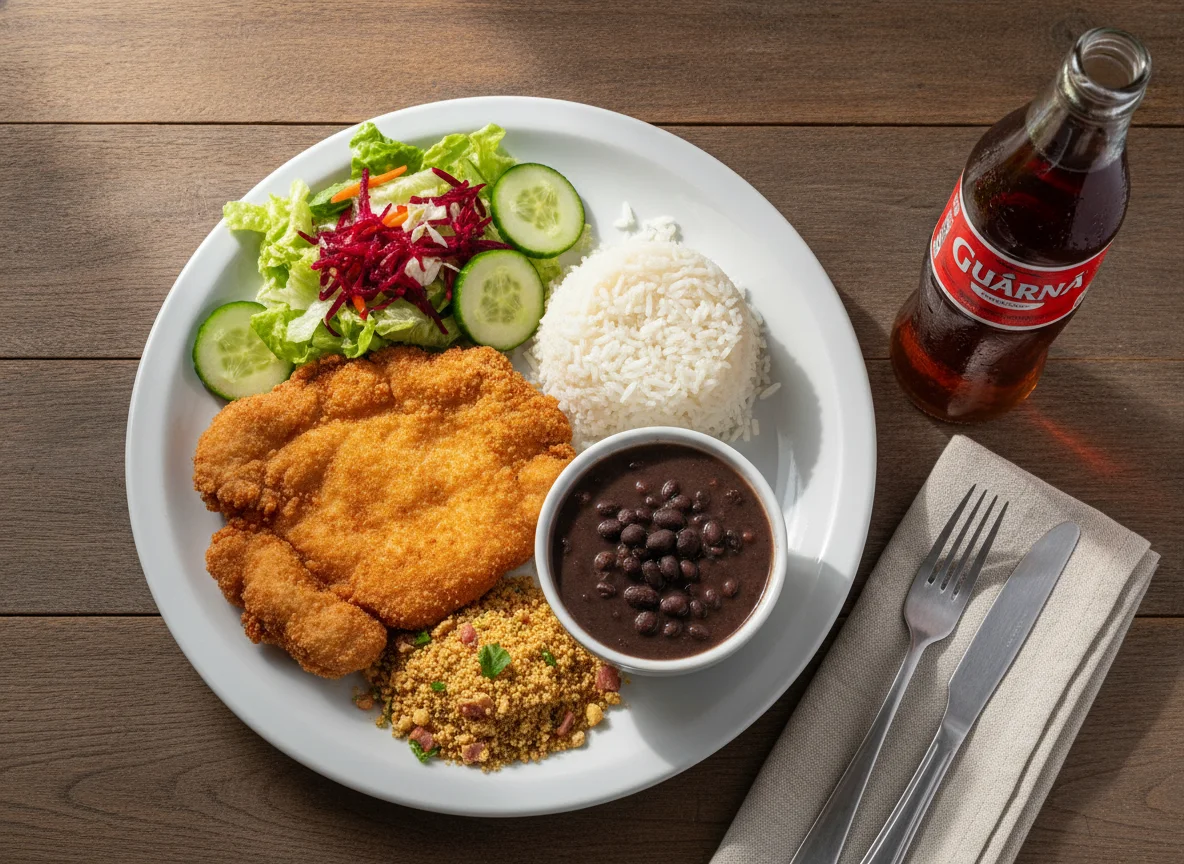 Prato Feito Brasileiro com Bife à Milanesa e Guaraná photo