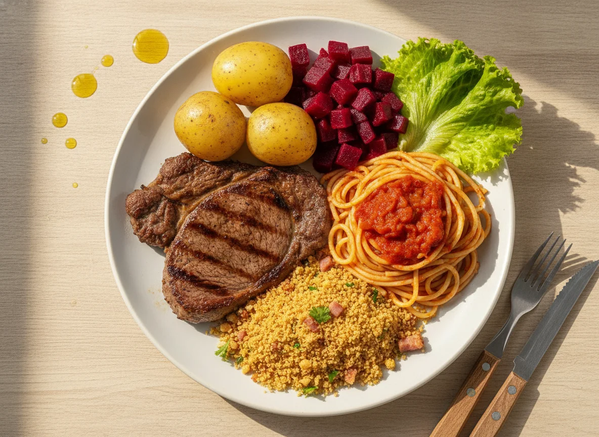 Prato Feito Brasileiro com Bife e Acompanhamentos photo