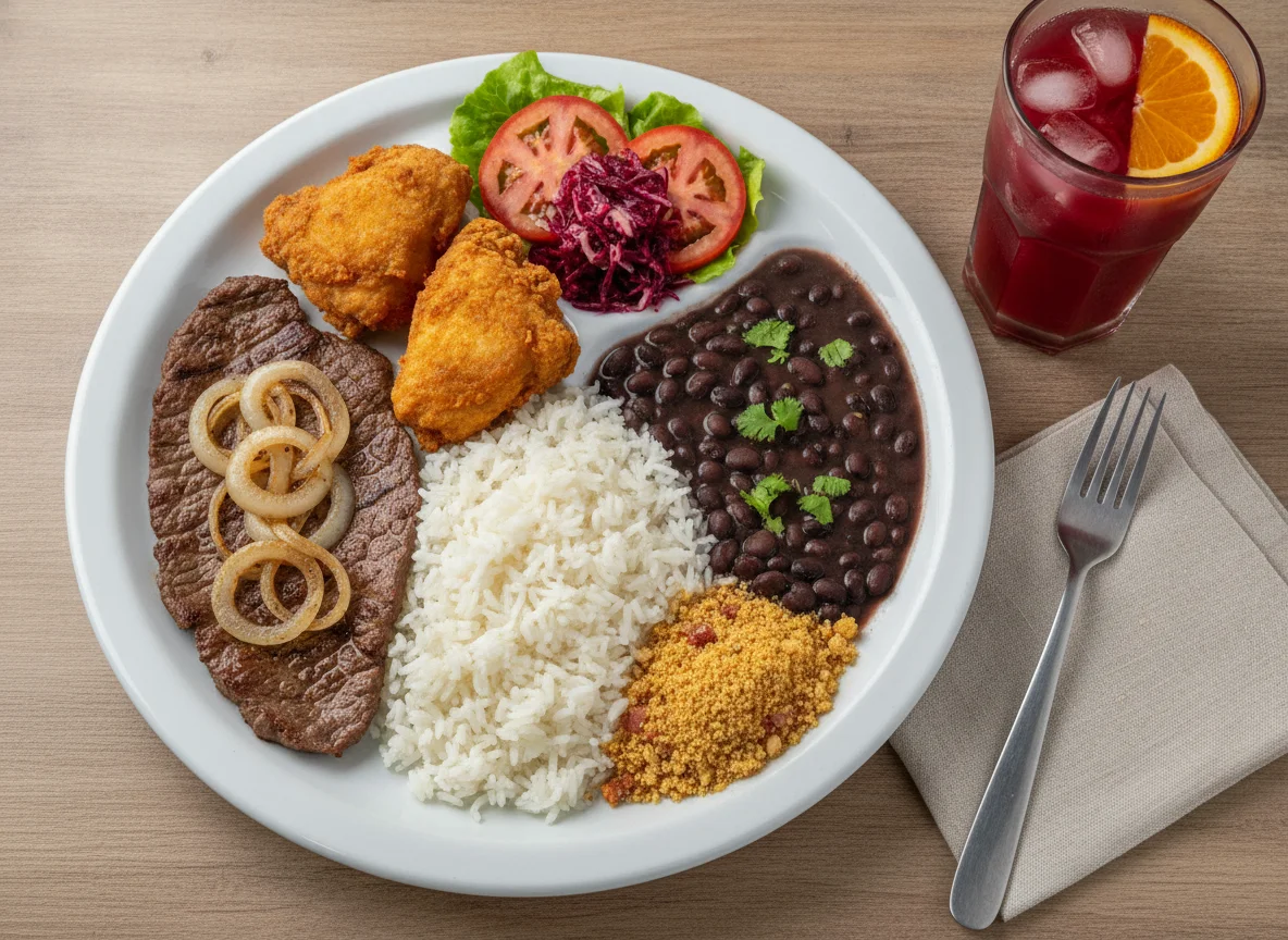Prato Feito Brasileiro com Bife e Frango photo