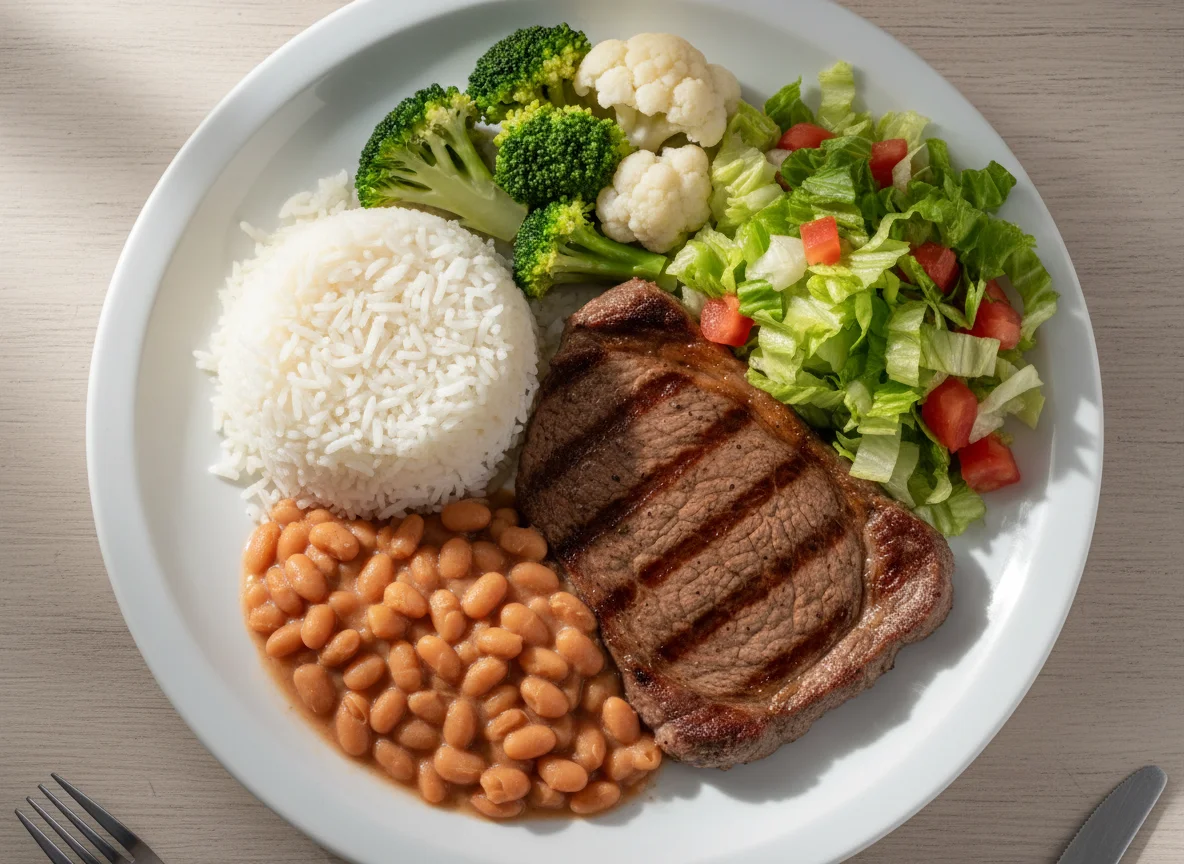 Prato feito brasileiro com bife photo