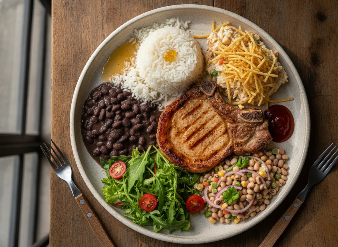 Prato Feito Brasileiro com Bisteca e Salpicão photo
