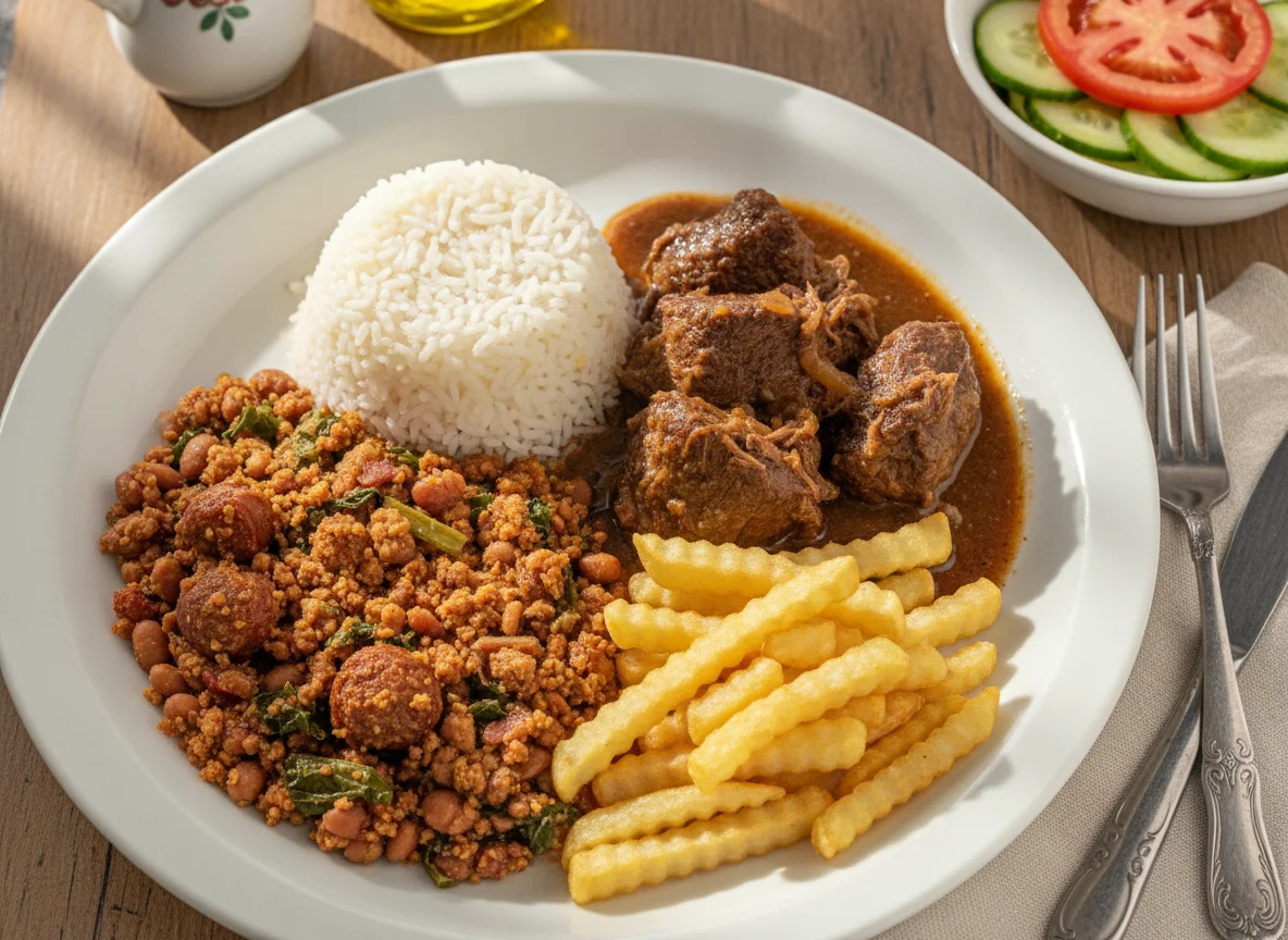 Prato Feito Brasileiro com Carne de Panela e Feijão Tropeiro photo