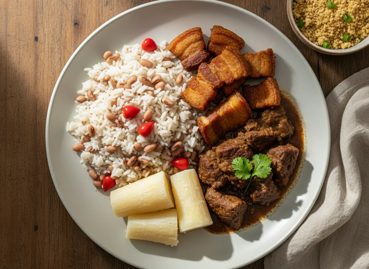 Prato Feito Brasileiro com Carne de Porco e Carne Bovina photo