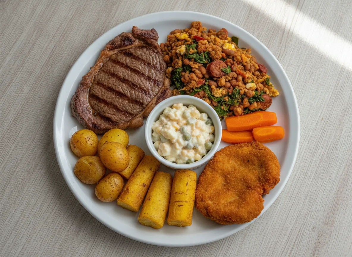Prato Feito Brasileiro com Carne e Feijão Tropeiro photo