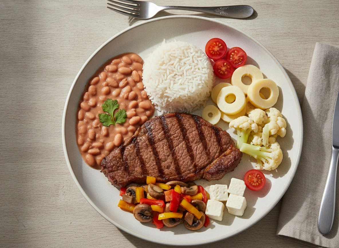 Prato Feito Brasileiro com Carne e Palmito photo