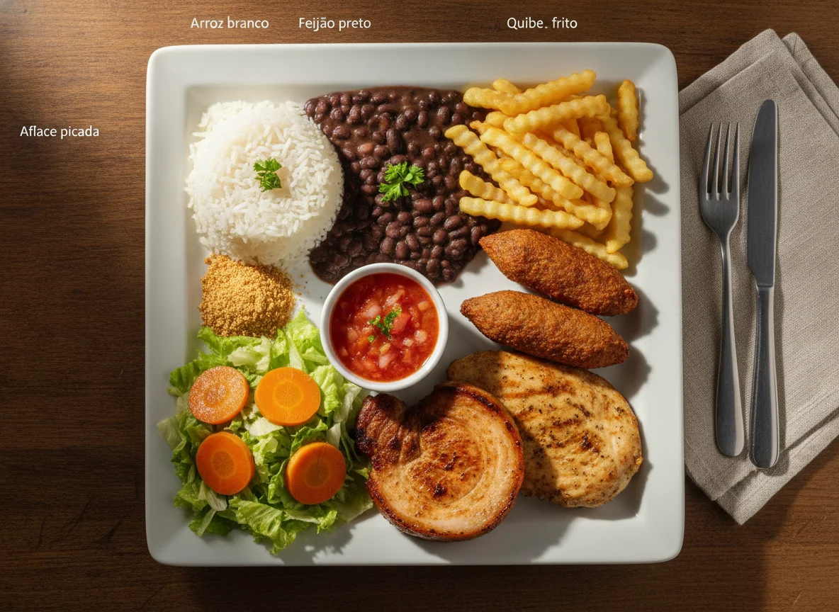 Prato Feito Brasileiro com Carnes e Acompanhamentos photo