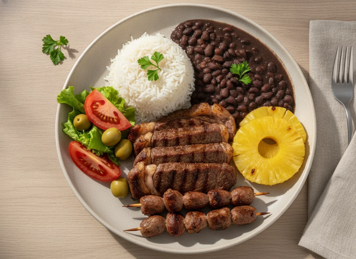 Prato Feito Brasileiro com Churrasco e Abacaxi photo