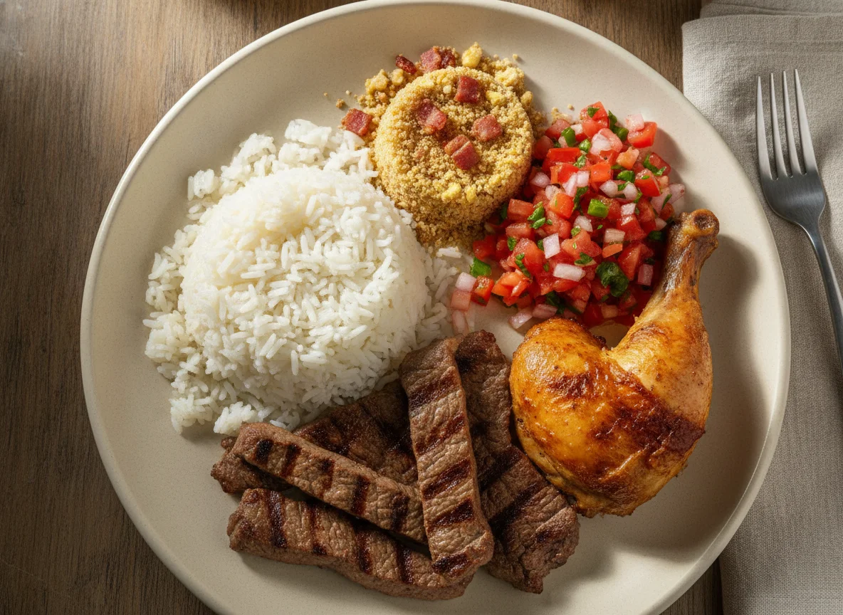 Prato Feito Brasileiro com Churrasco e Farofa photo