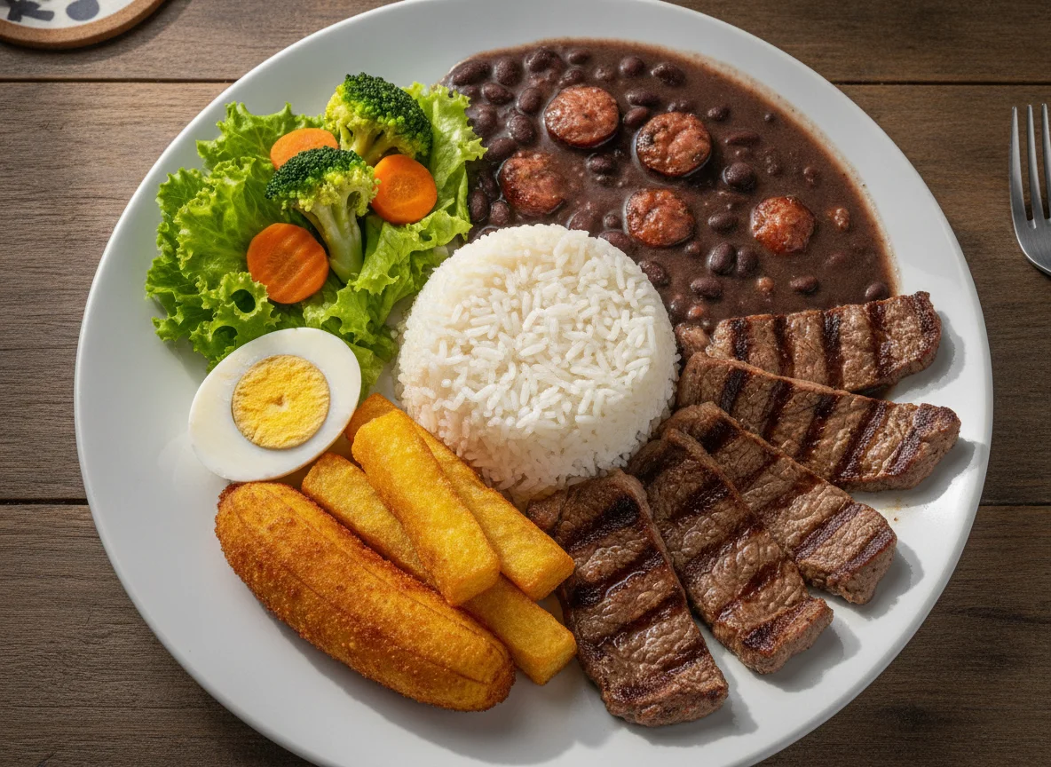 Prato Feito Brasileiro com Churrasco e Feijoada photo
