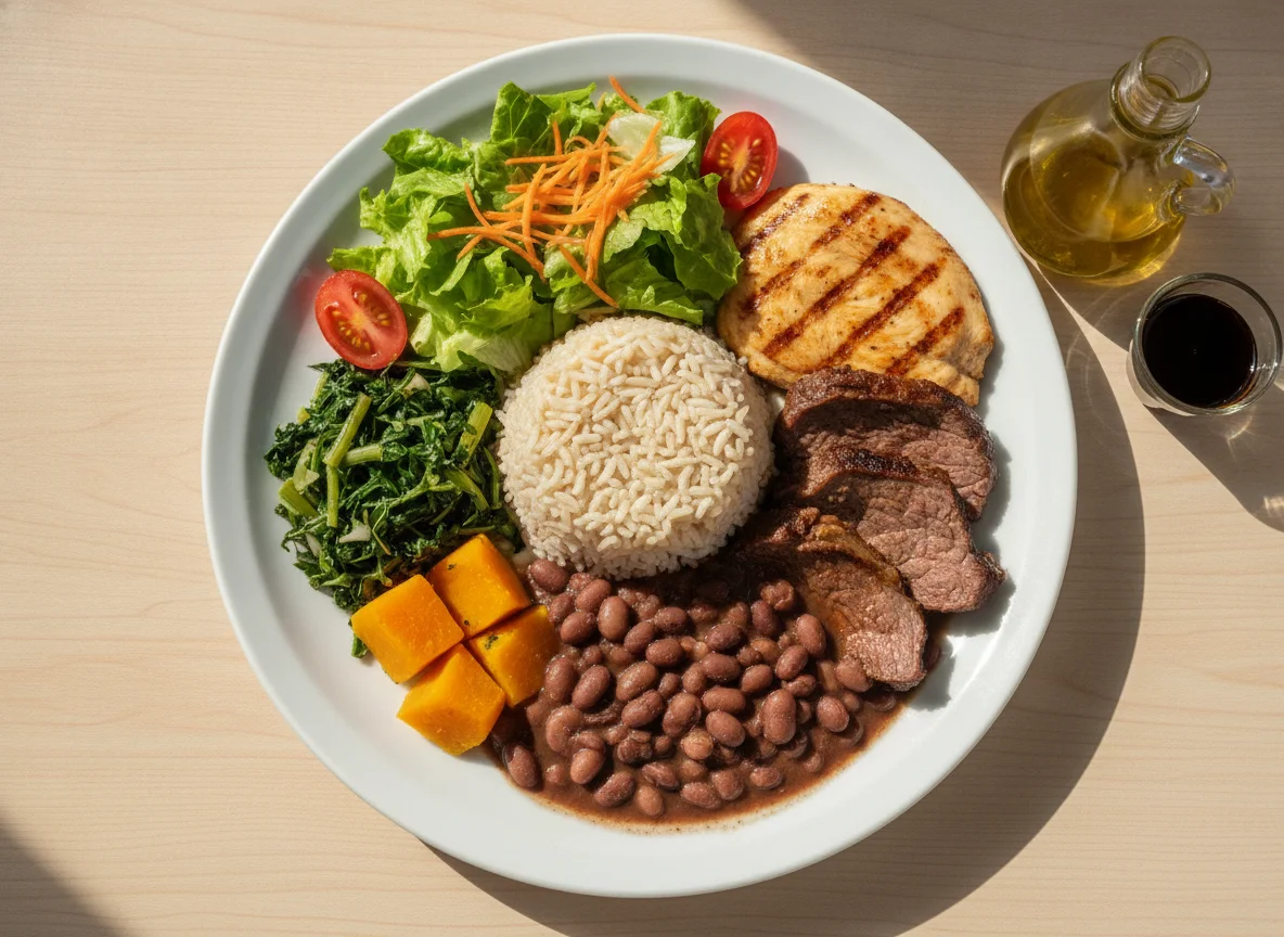 Prato Feito Brasileiro com Churrasco e Frango photo