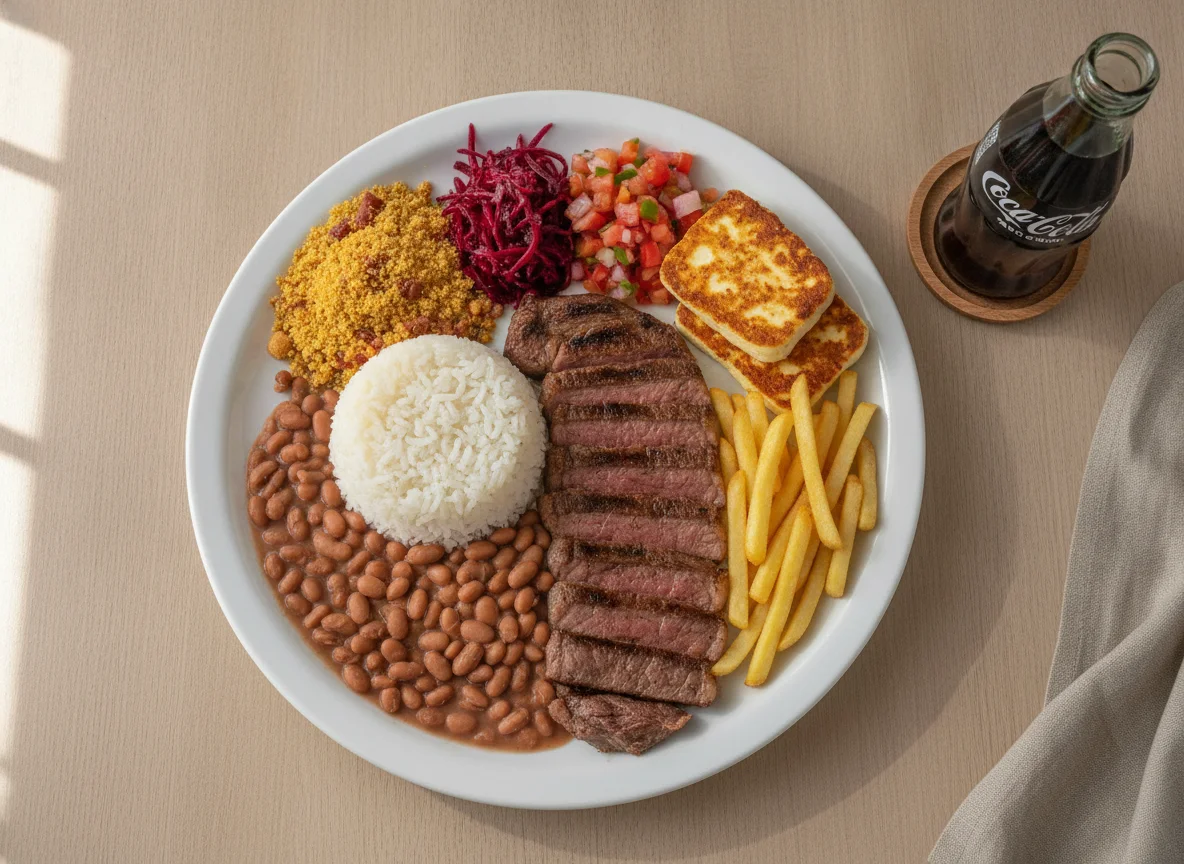 Prato Feito Brasileiro com Churrasco e Queijo Coalho photo