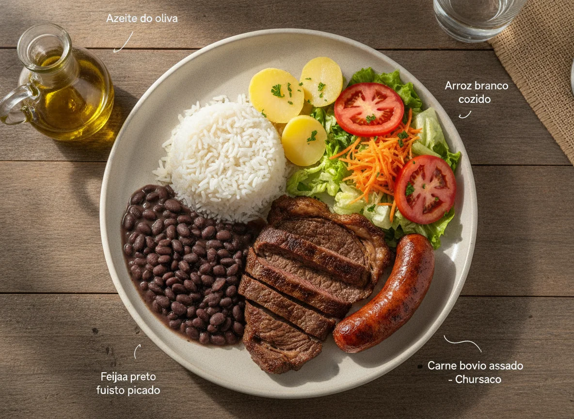 Prato Feito Brasileiro com Churrasco e Salada photo