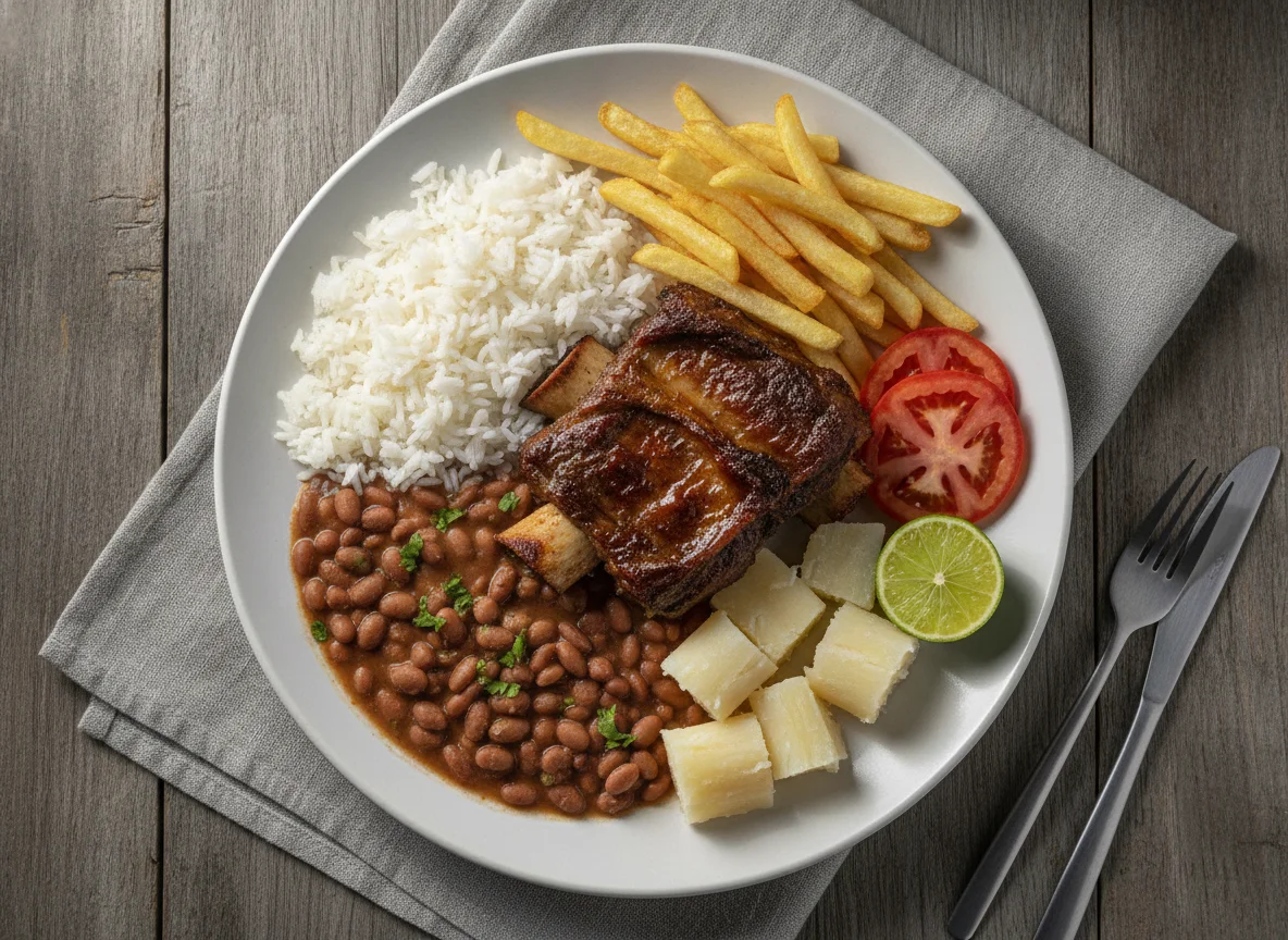 Prato Feito Brasileiro com Costela e Batata Frita photo