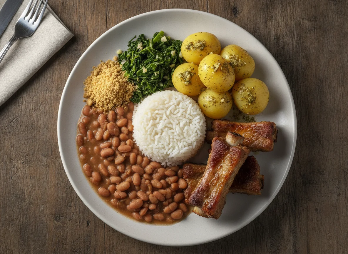 Prato Feito Brasileiro com Costelinha e Batatas photo