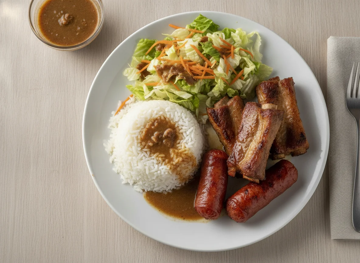 Prato Feito Brasileiro com Costelinha e Linguiça photo