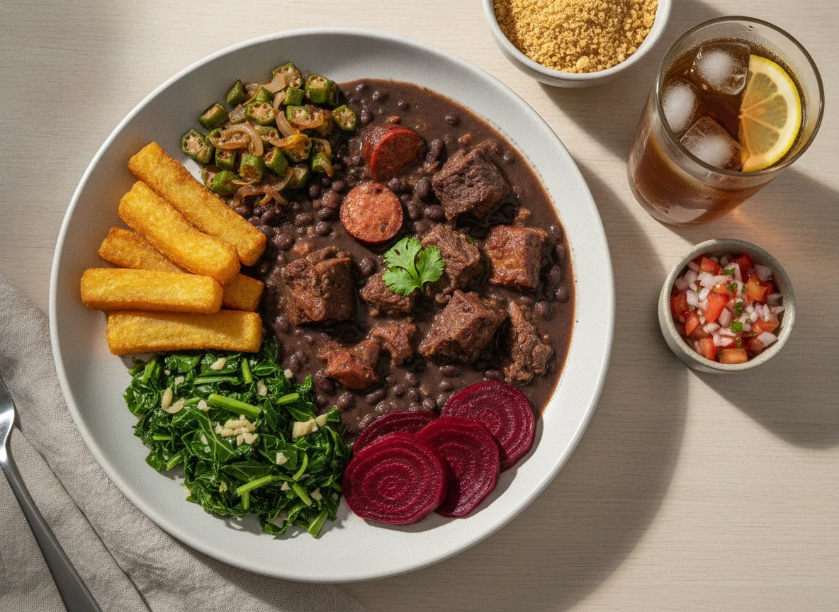 Prato Feito Brasileiro com Feijoada e Acompanhamentos photo