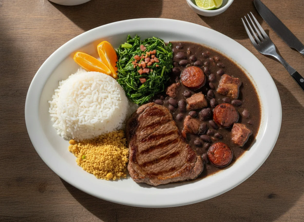Prato Feito Brasileiro com Feijoada e Bife photo