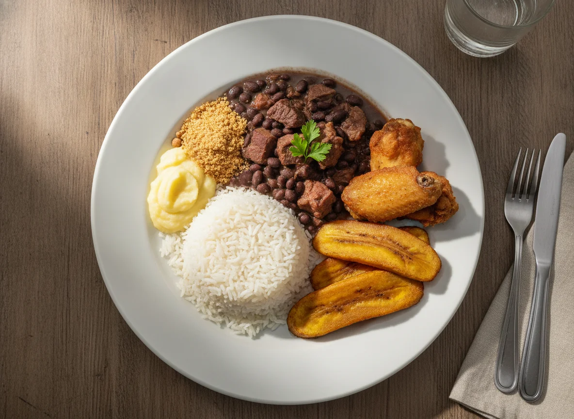 Prato Feito Brasileiro com Feijoada e Frango photo