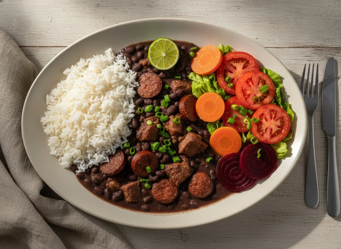 Prato Feito Brasileiro com Feijoada e Salada photo