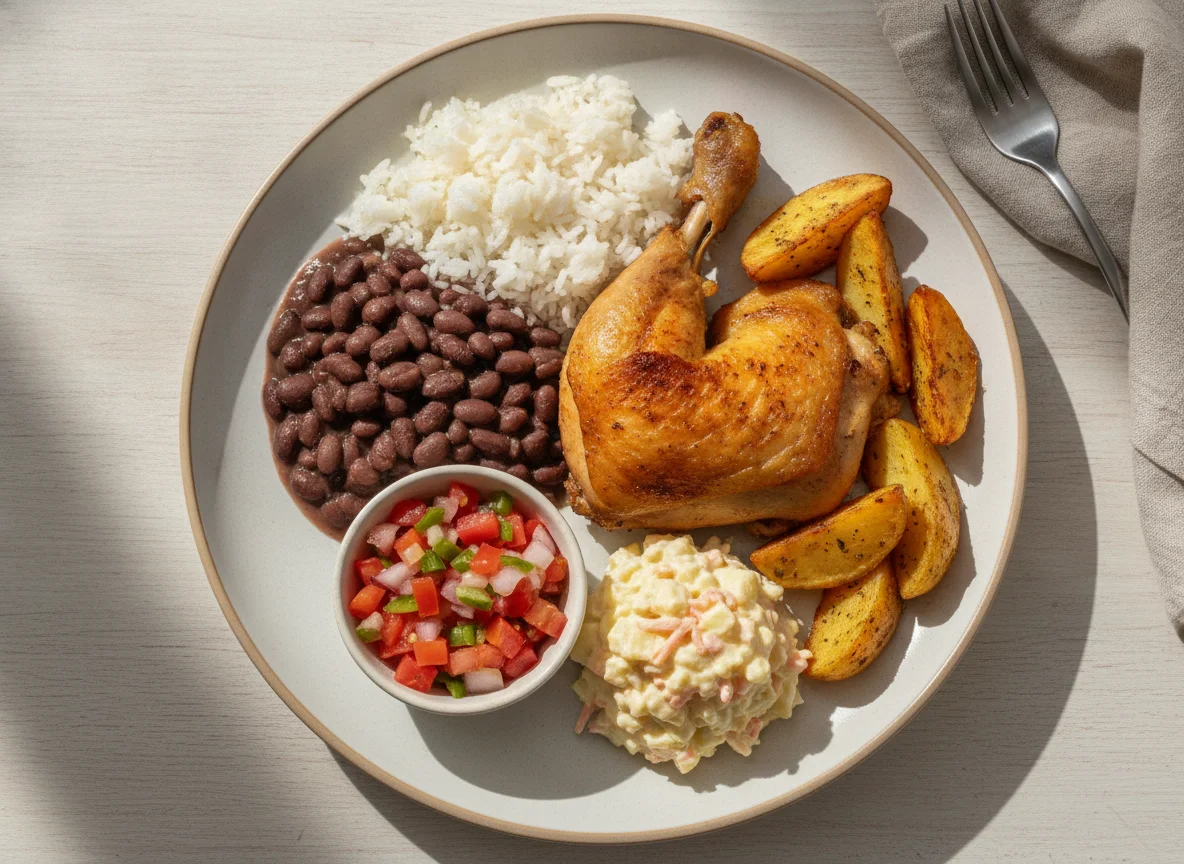 Prato Feito Brasileiro com Frango Assado e Maionese photo
