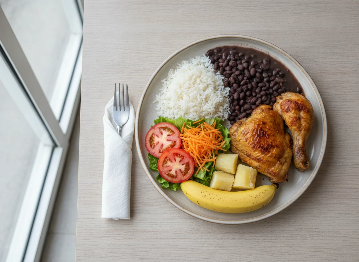 Prato Feito Brasileiro com Frango Assado e Salada photo