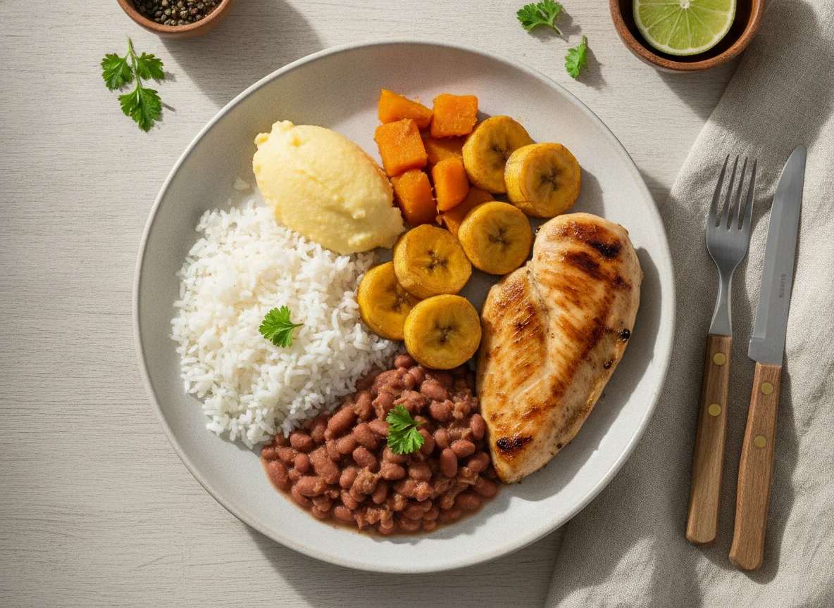 Prato Feito Brasileiro com Frango e Abóbora photo