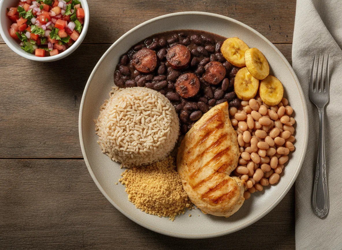 Prato Feito Brasileiro com Frango e Feijoada photo