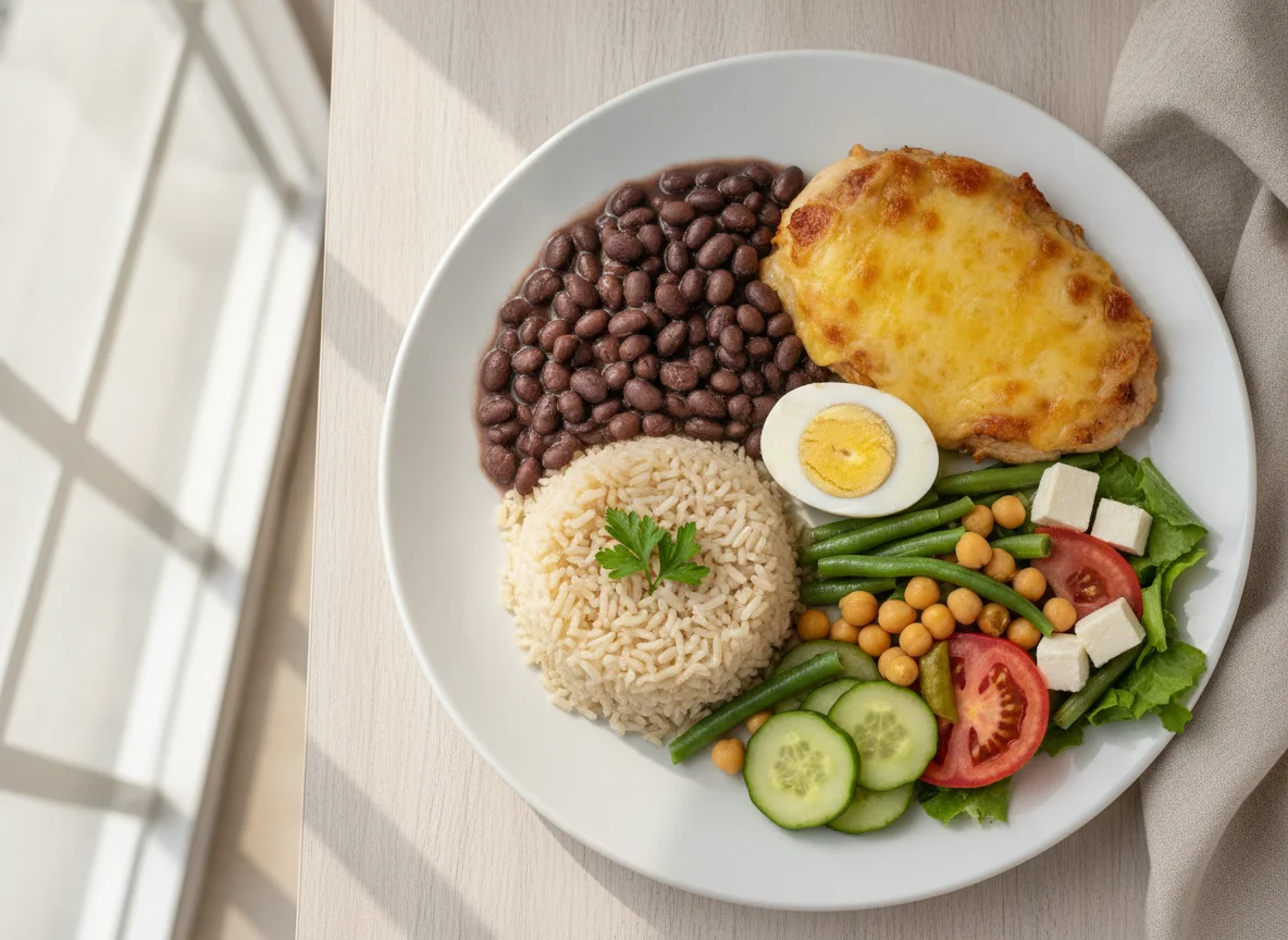 Prato Feito Brasileiro com Frango Gratinado e Salada photo
