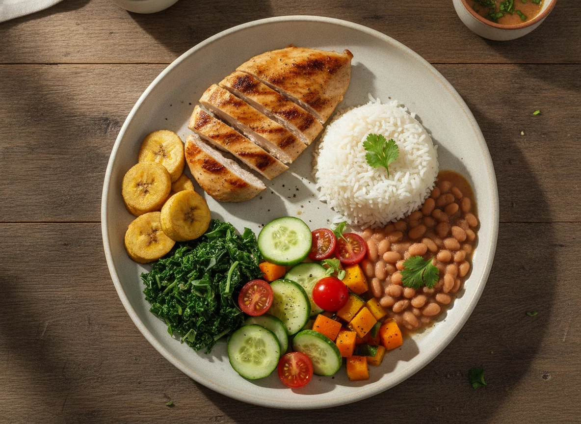 Prato Feito Brasileiro com Frango Grelhado e Salada photo